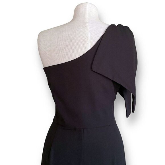 BHLDN Anthropologie Womens Windham Jumpsuit Plus Sz 18 Black 1 Shoulder Wide Leg - Picture 10 of 12